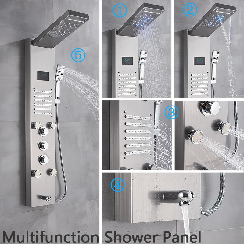 Black LED Shower Panel Faucets