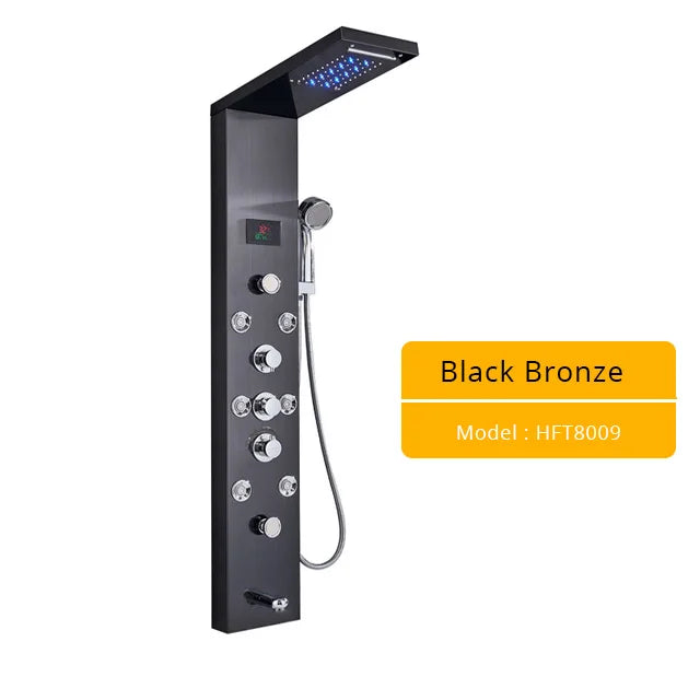 Black LED Shower Panel Faucets