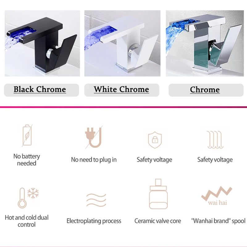 Hydropower LED Waterfall Faucet