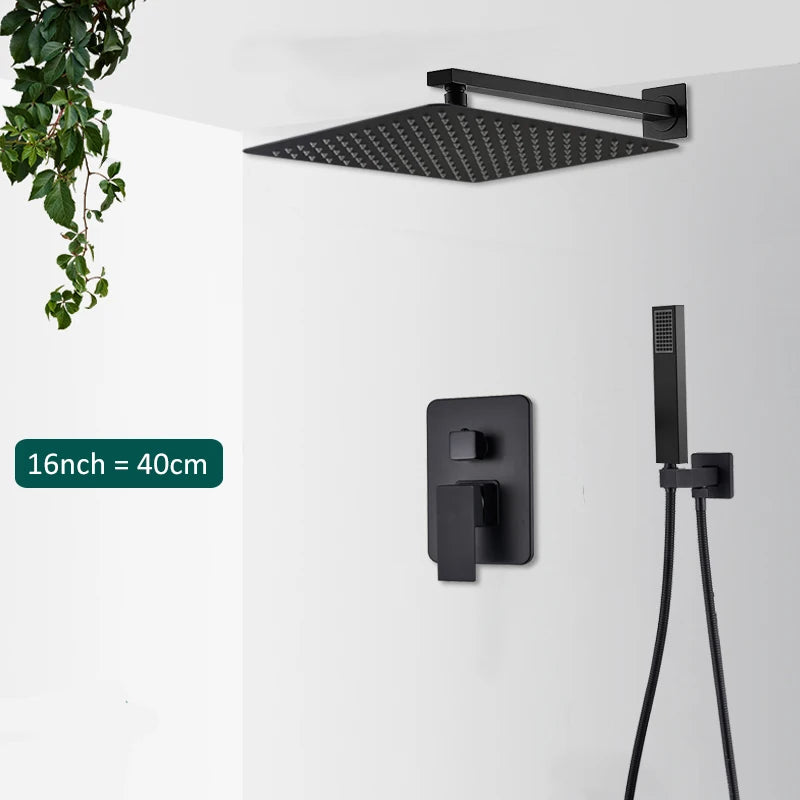 Black Concealed Rain Shower System