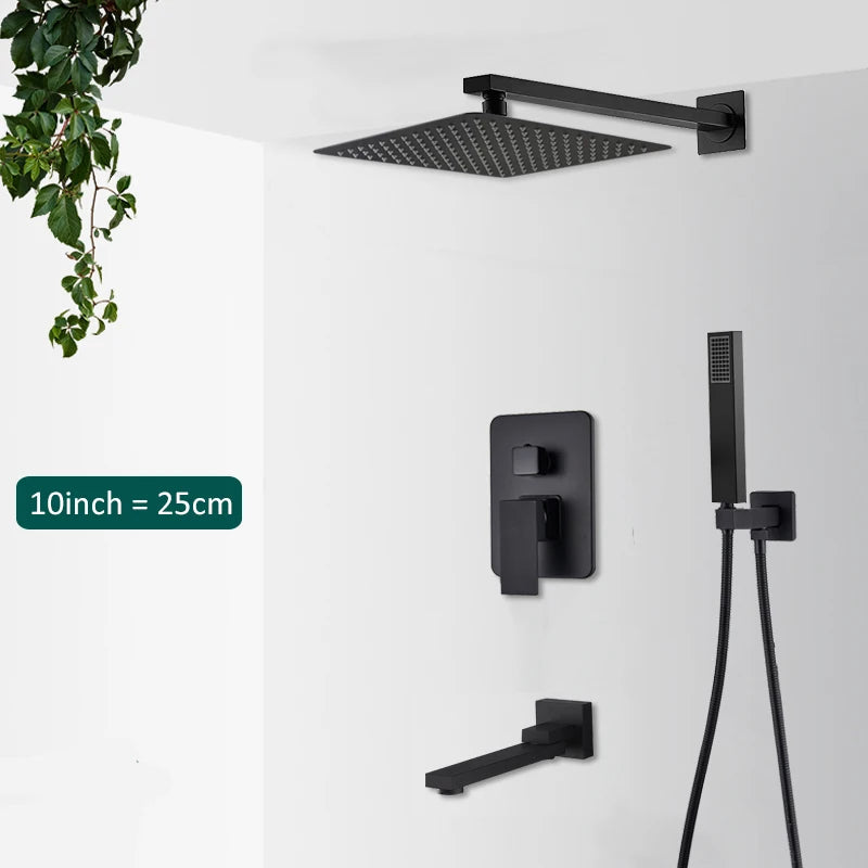 Black Concealed Rain Shower System