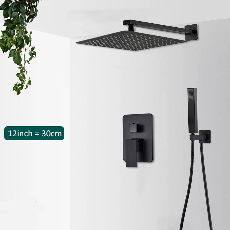 Black Concealed Rain Shower System
