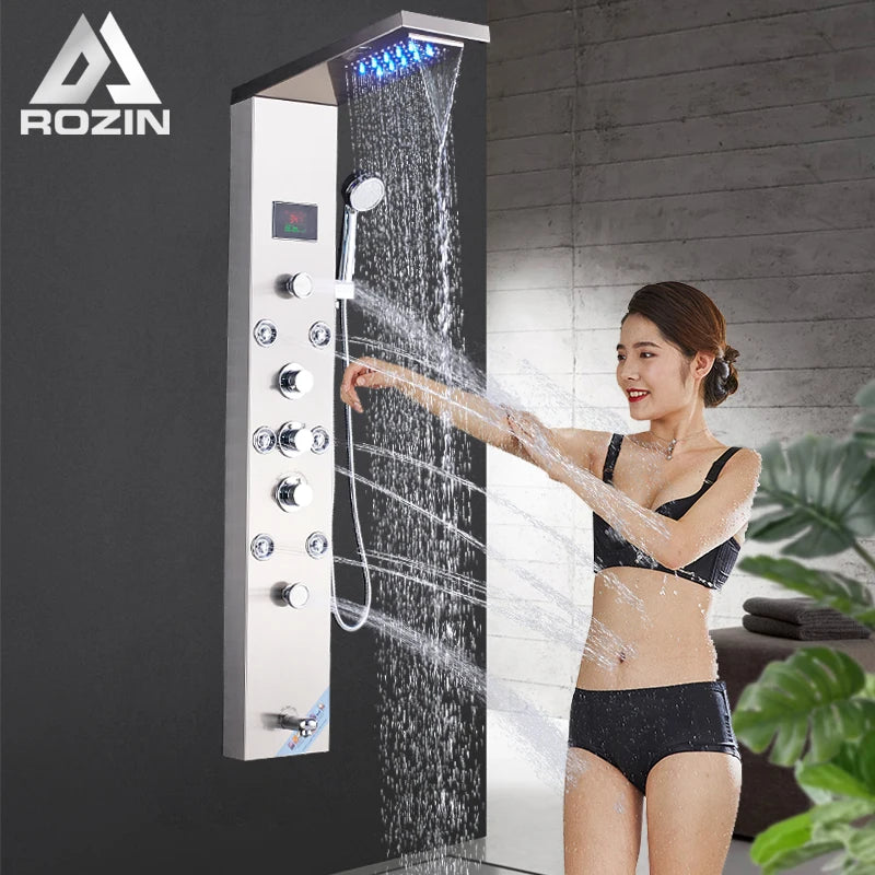 Black LED Shower Panel Faucets