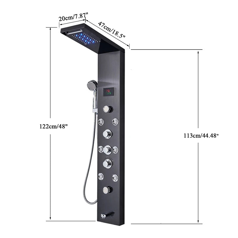 Black LED Shower Panel Faucets