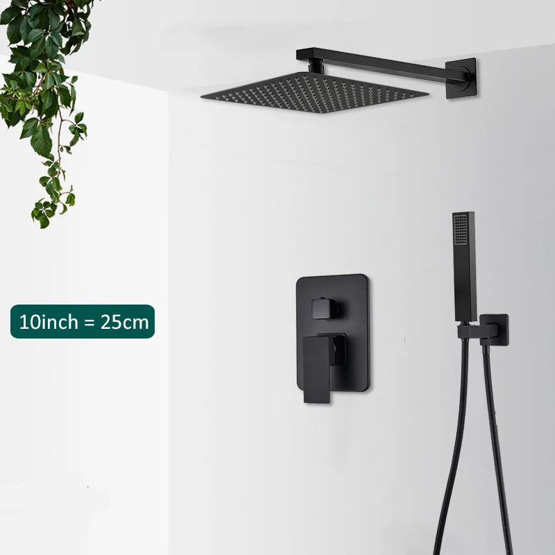 Black Concealed Rain Shower System