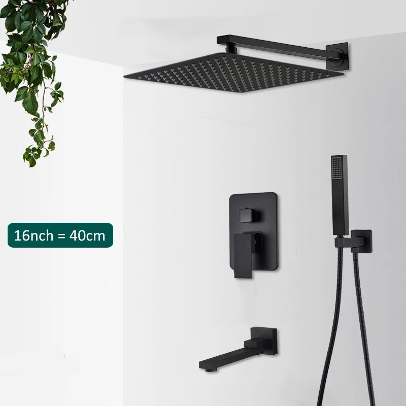 Black Concealed Rain Shower System