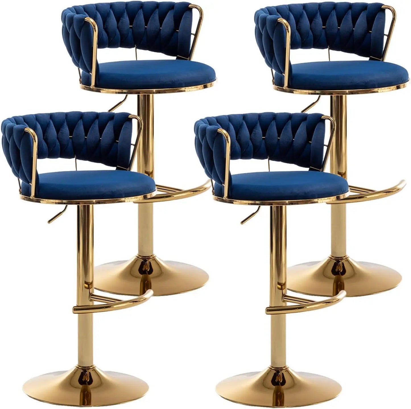 Gold Swivel Velvet Stools Set of 4