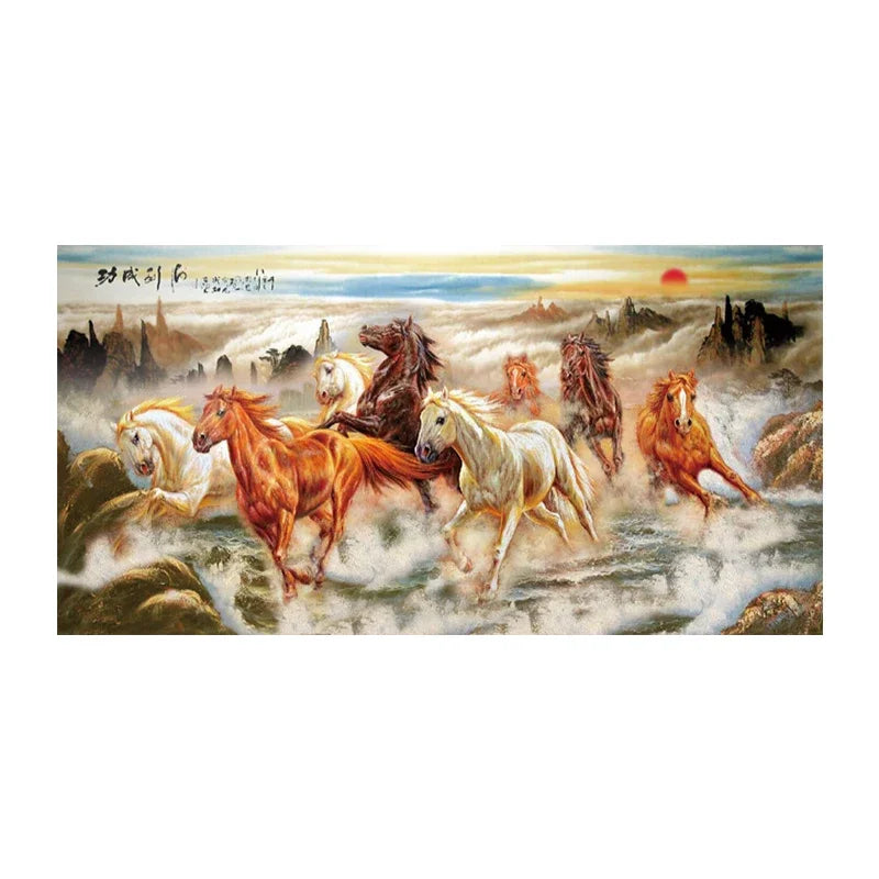 Framed Running Horse Painting