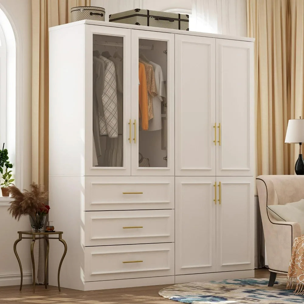 Wardrobe Armoire Closet With Glass Doors