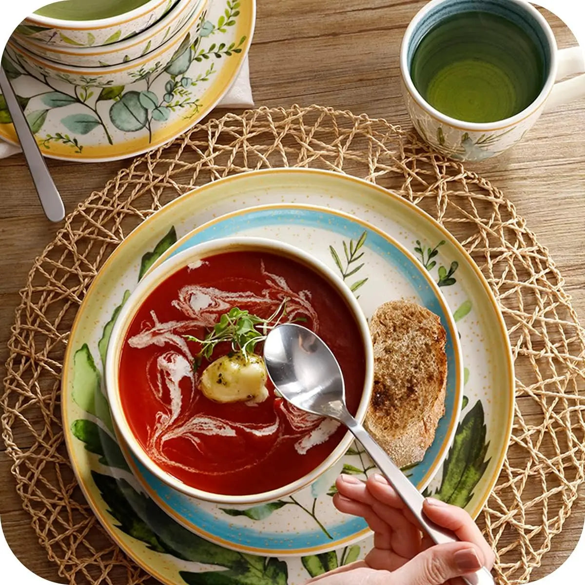 Corona Dinnerware Set 16– piece Plates Bowls and Mugs