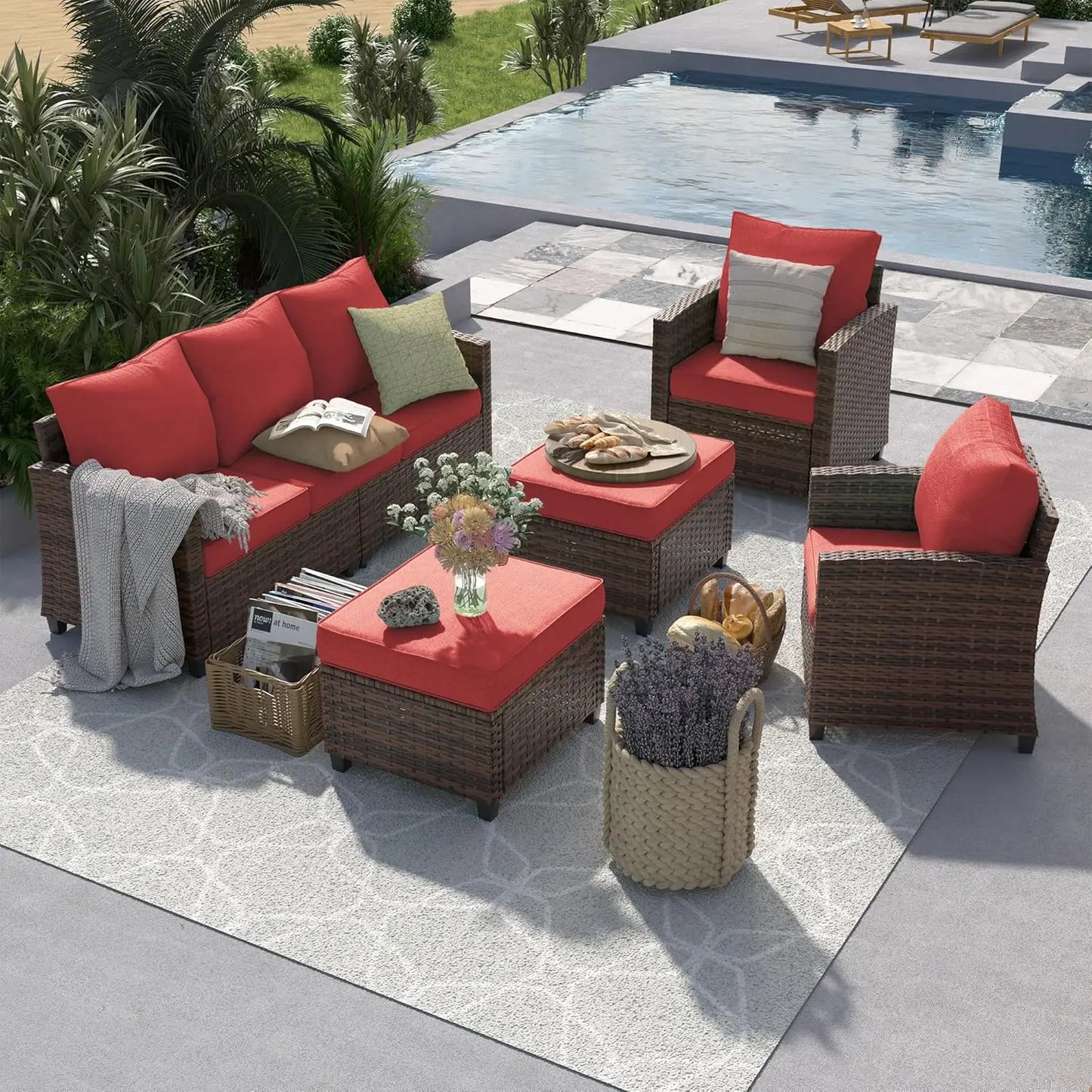 6 Pieces Sectional Conversation Sets