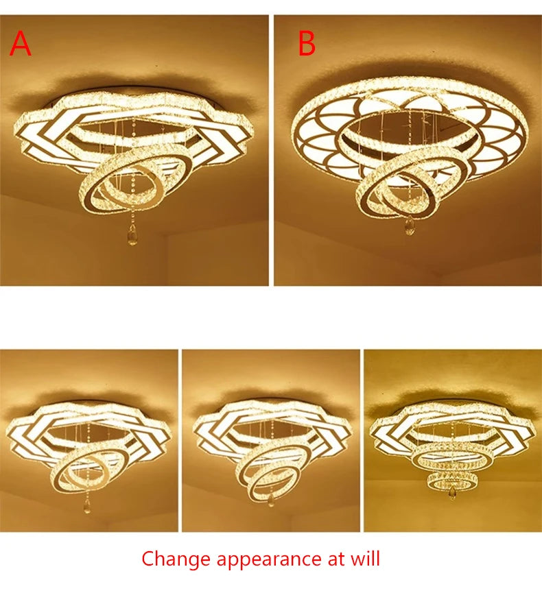 Nordic Minimalist Luxury Crystal Led Ceiling Chandelier