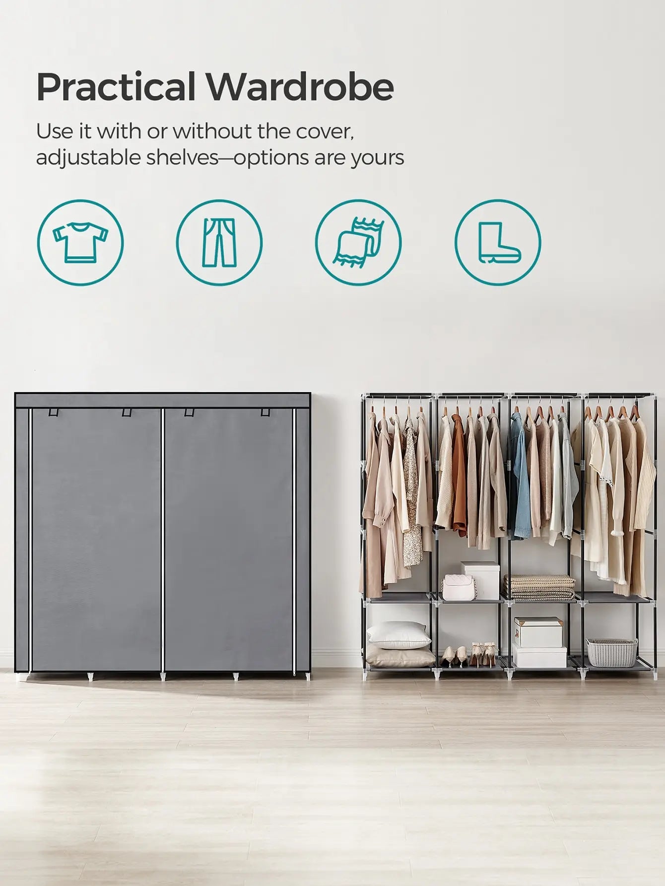 Wardrobe Closet Organizer with Cover