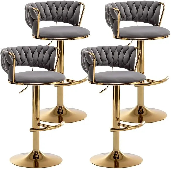 Gold Swivel Velvet Stools Set of 4