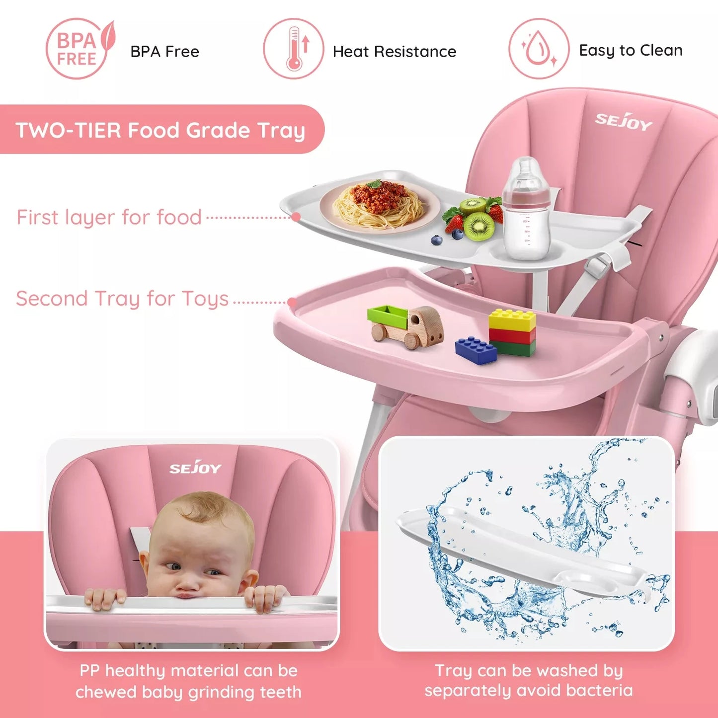 Baby Highchair Adjustable Backrest