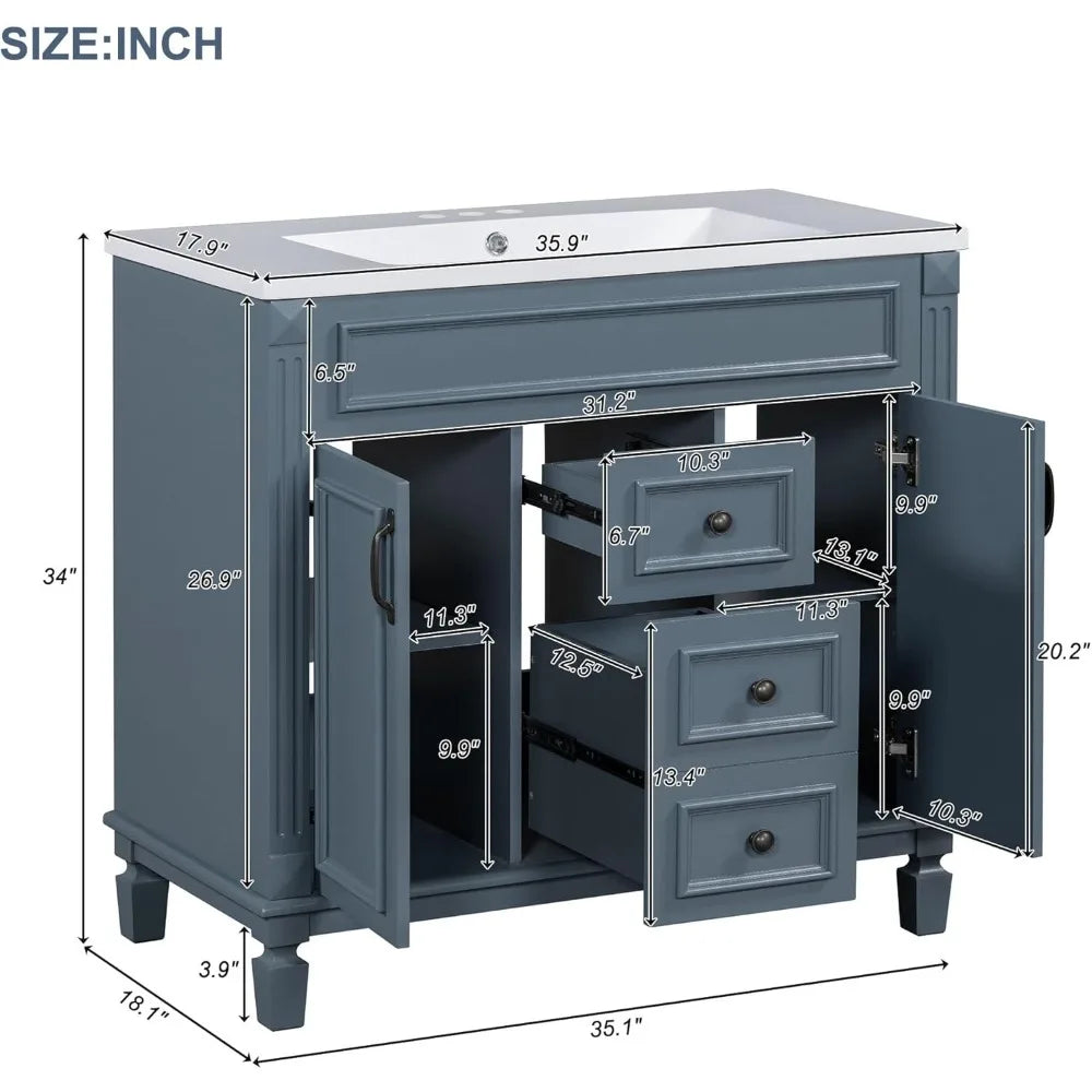 36” Bathroom Vanity with Sink