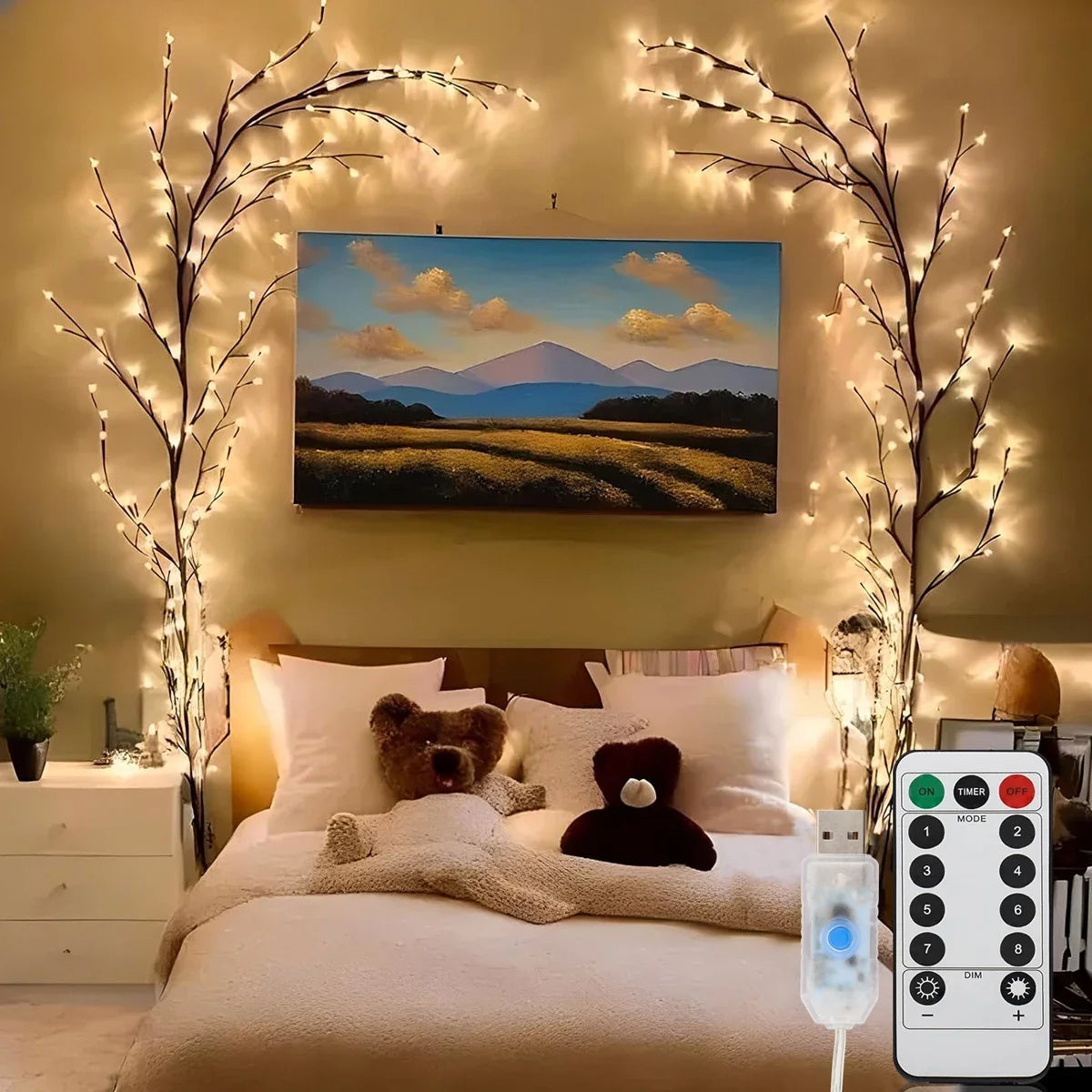96LEDS Bendable Willow Vine Lights