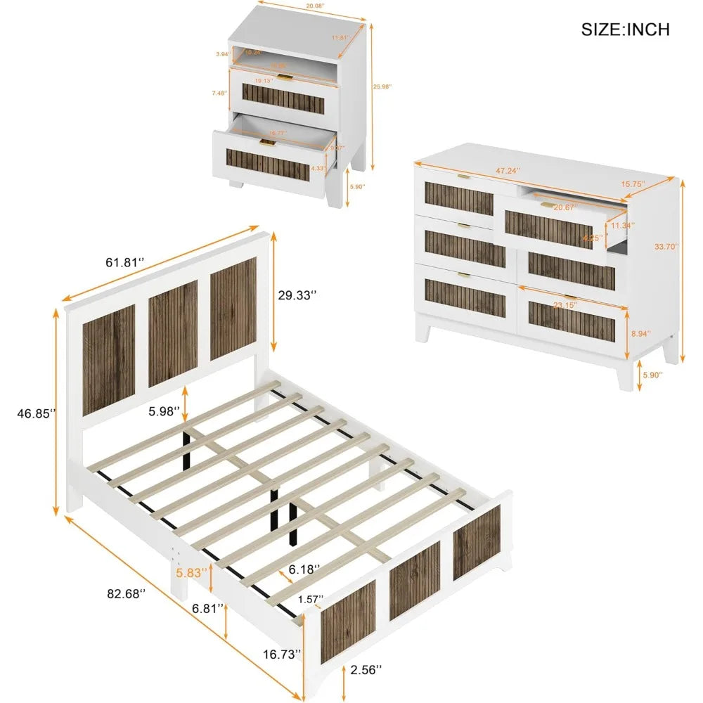 4 Pieces Queen Size Bedroom Set
