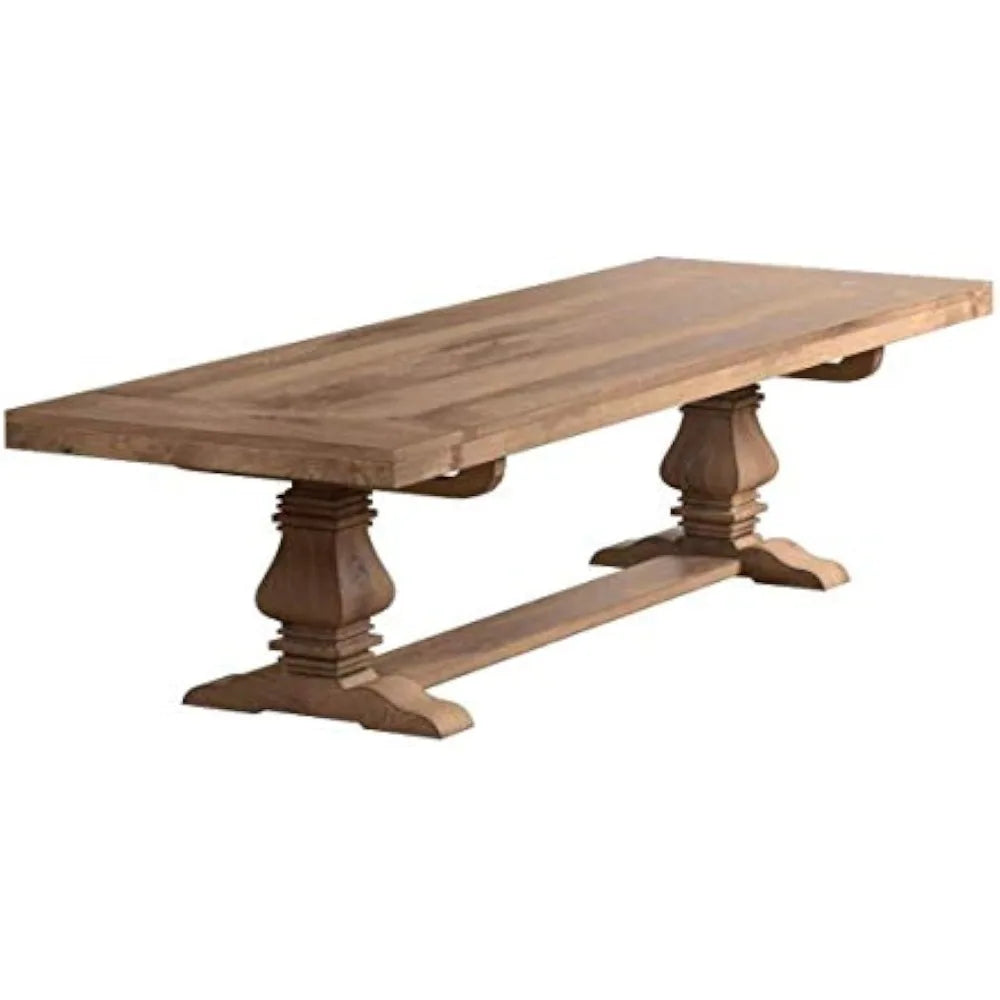 Farmhouse Rectangular Double Pedestal Wood Dining Table