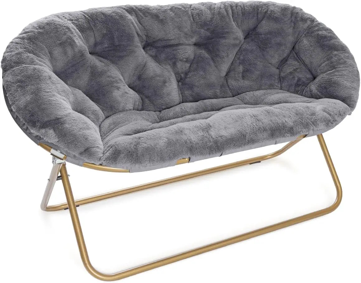 Cozy Fur Saucer Loveseat for Bedroom