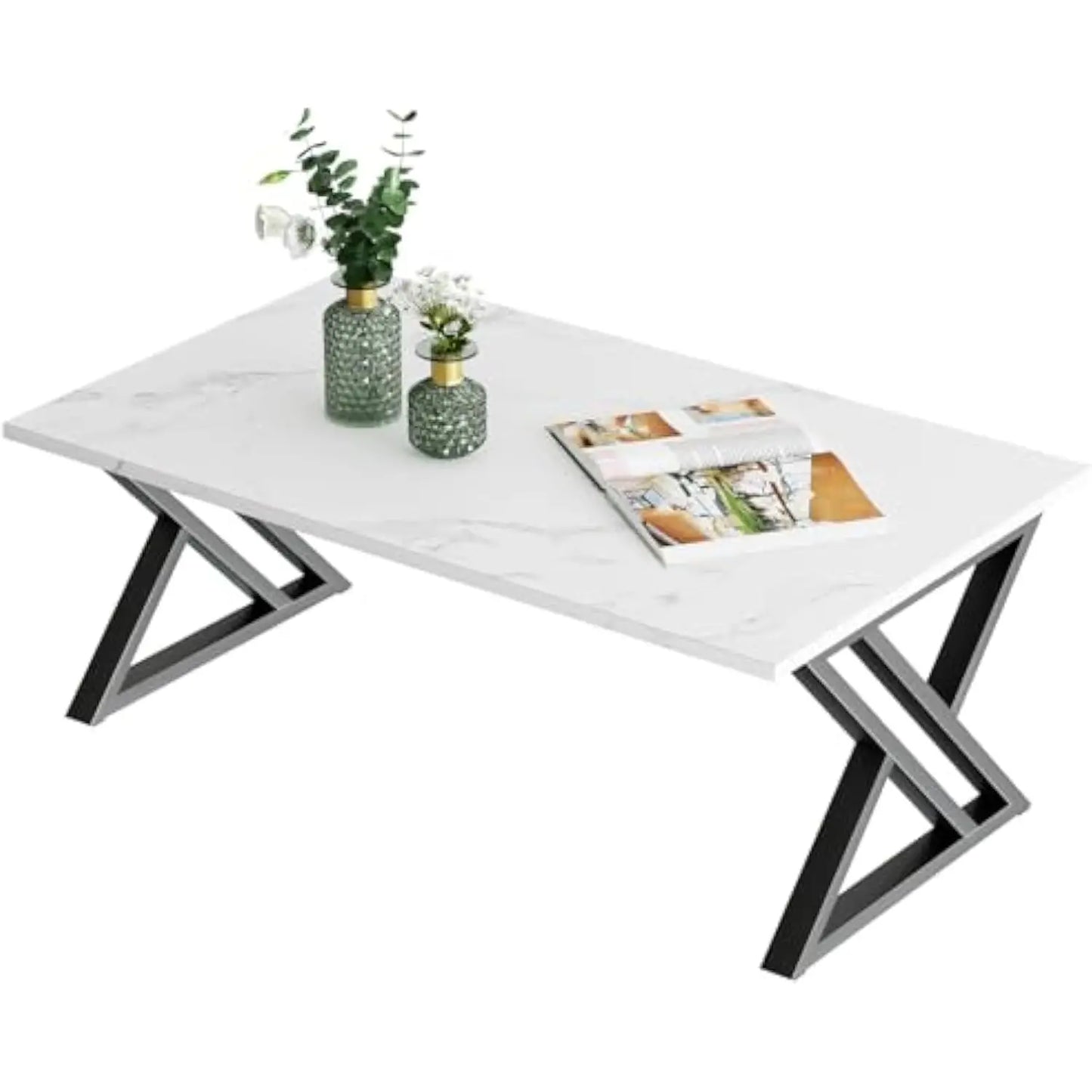 Simple Modern Coffee Table with Black Metal