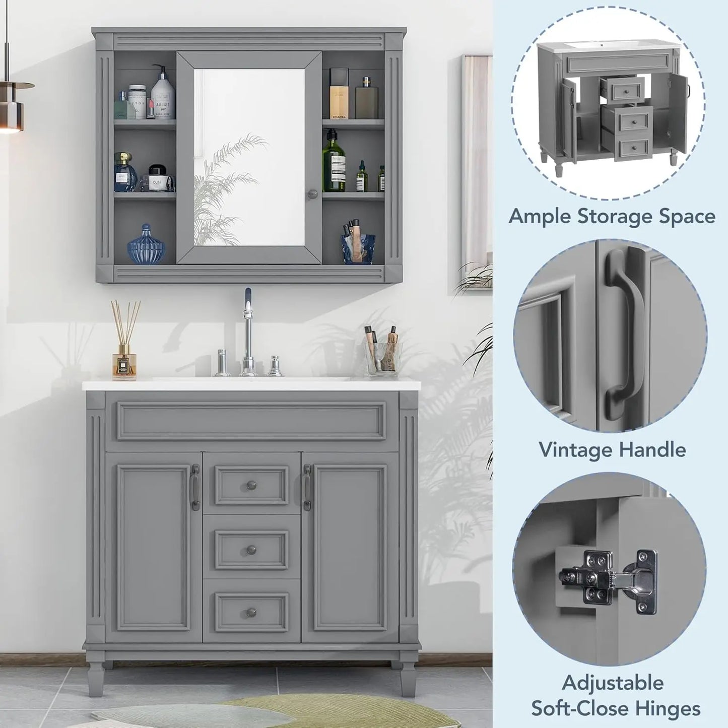 36” Bathroom Vanity with Sink
