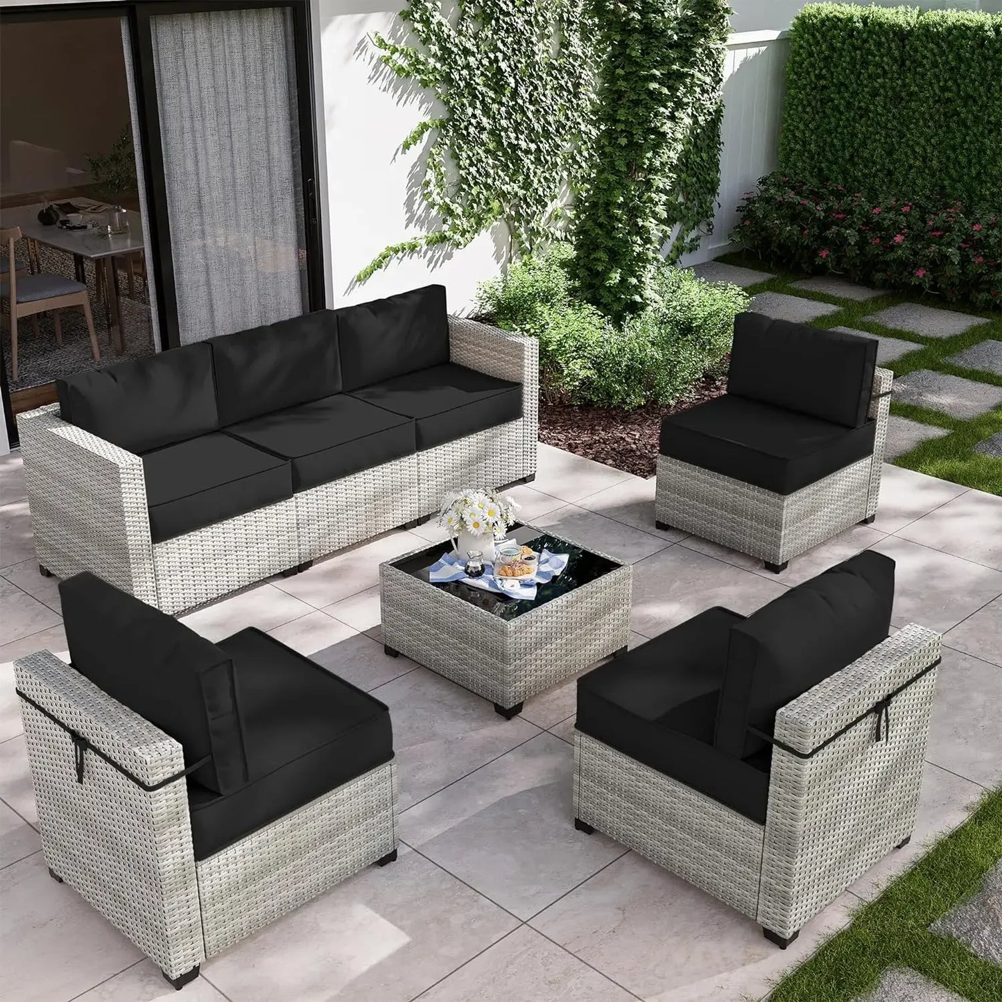 8-Piece Patio Set With Fire Pit Table