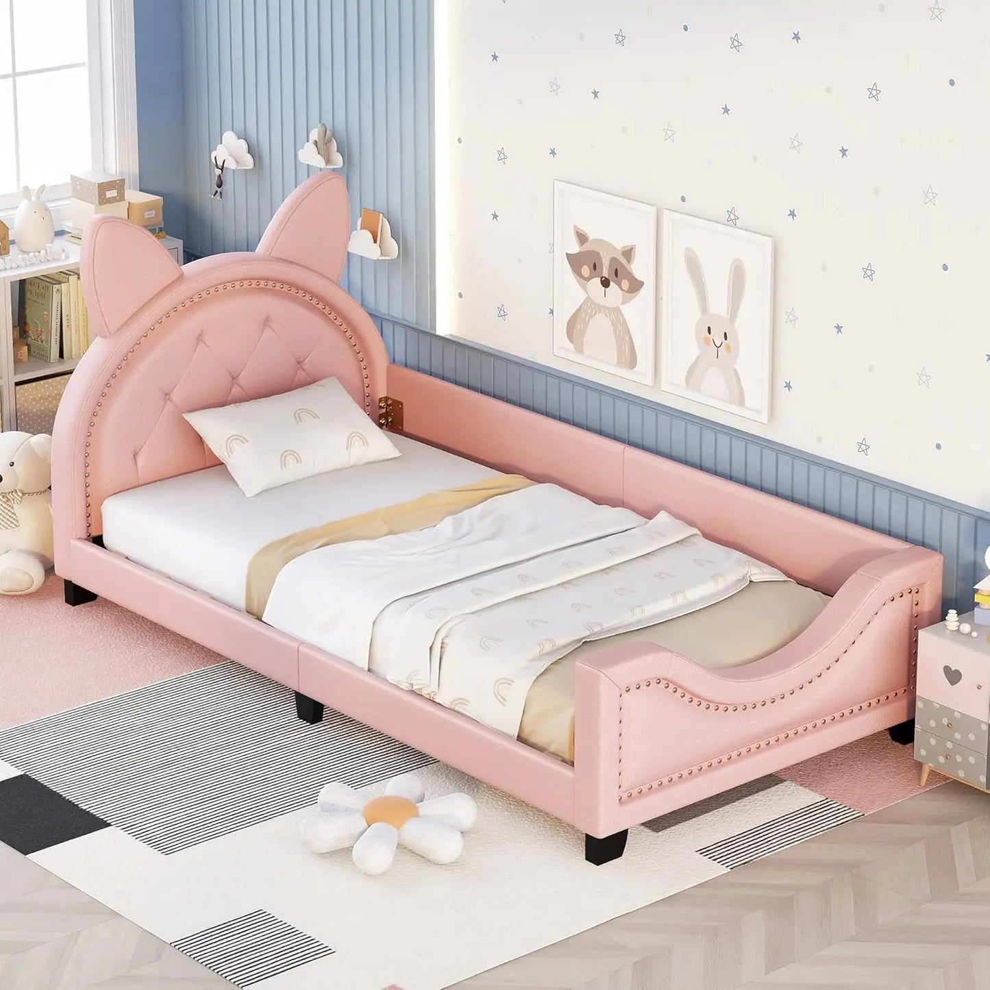 Twin Size Bed Frame, with House-Shaped Headboard
