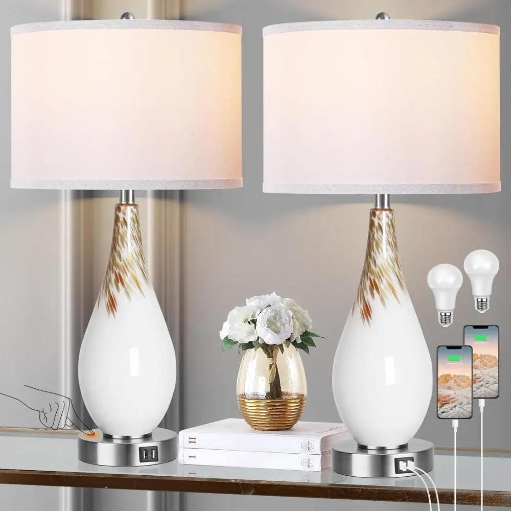 Modern Art Glass Touch Control Table Lamps Set of 2