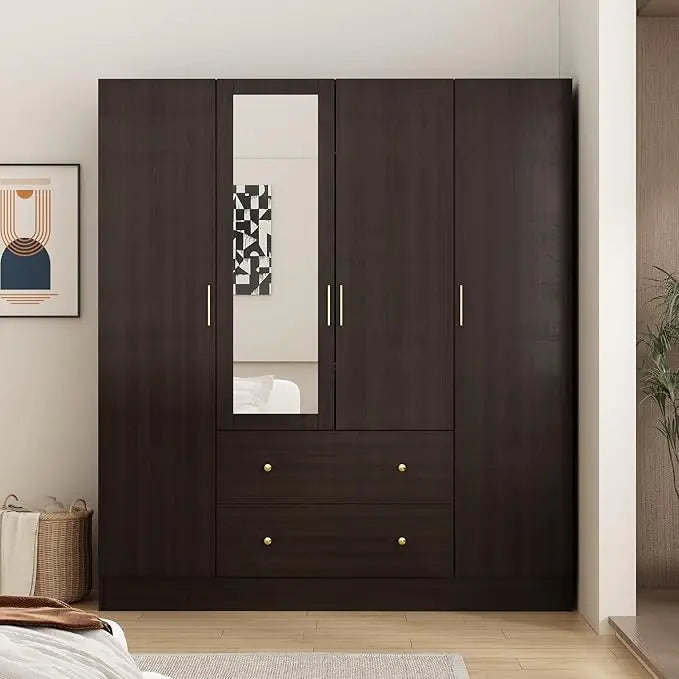 Large Freestanding Armoire Closet with 2 Drawers