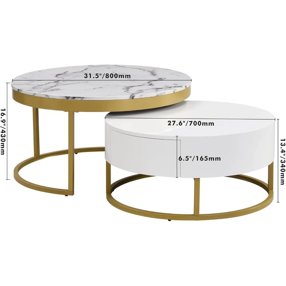 Nesting Coffee Table with Drawers