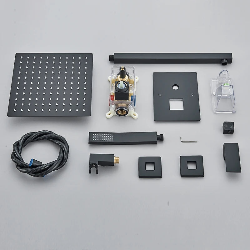 Black Concealed Rain Shower System