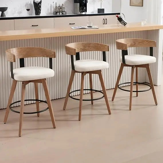 Set of 3 Swivel Bar Stools Counter Height