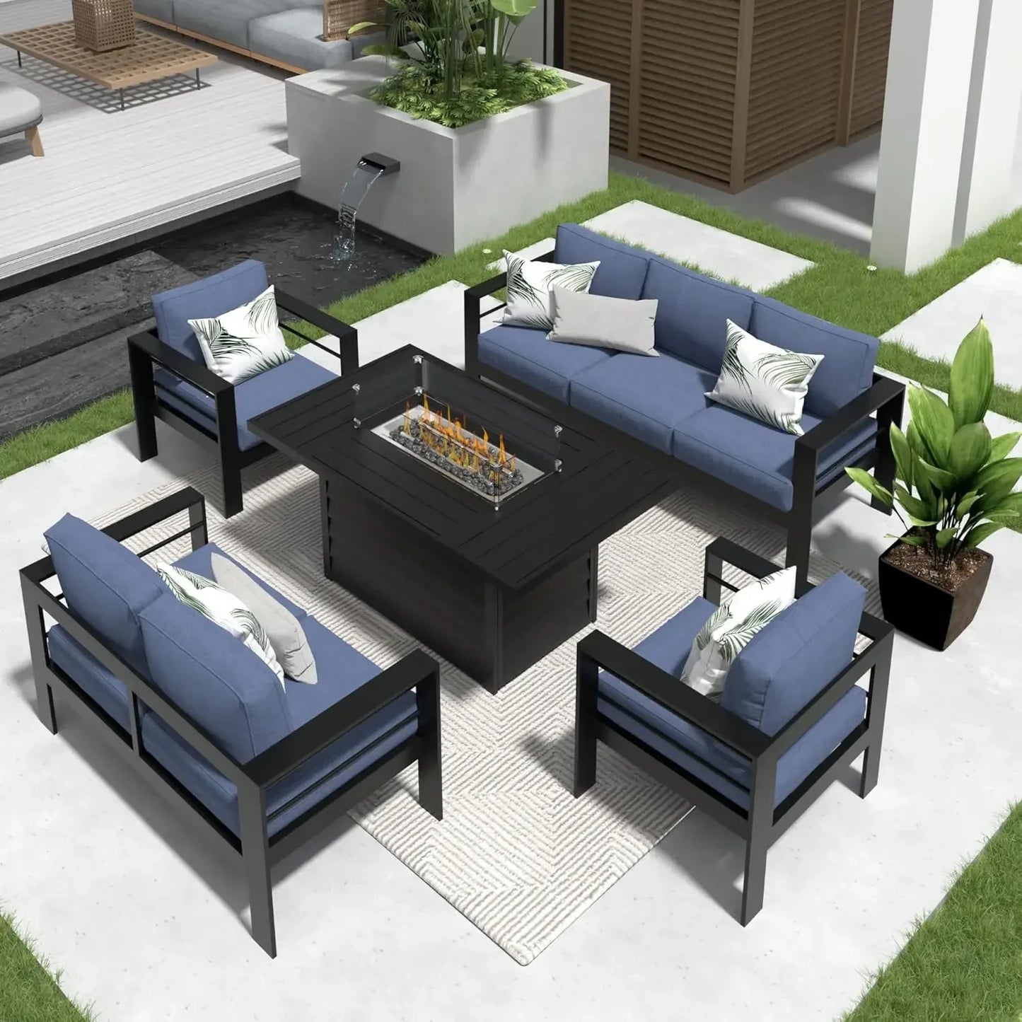 5 Piece Modern Patio Conversation Set