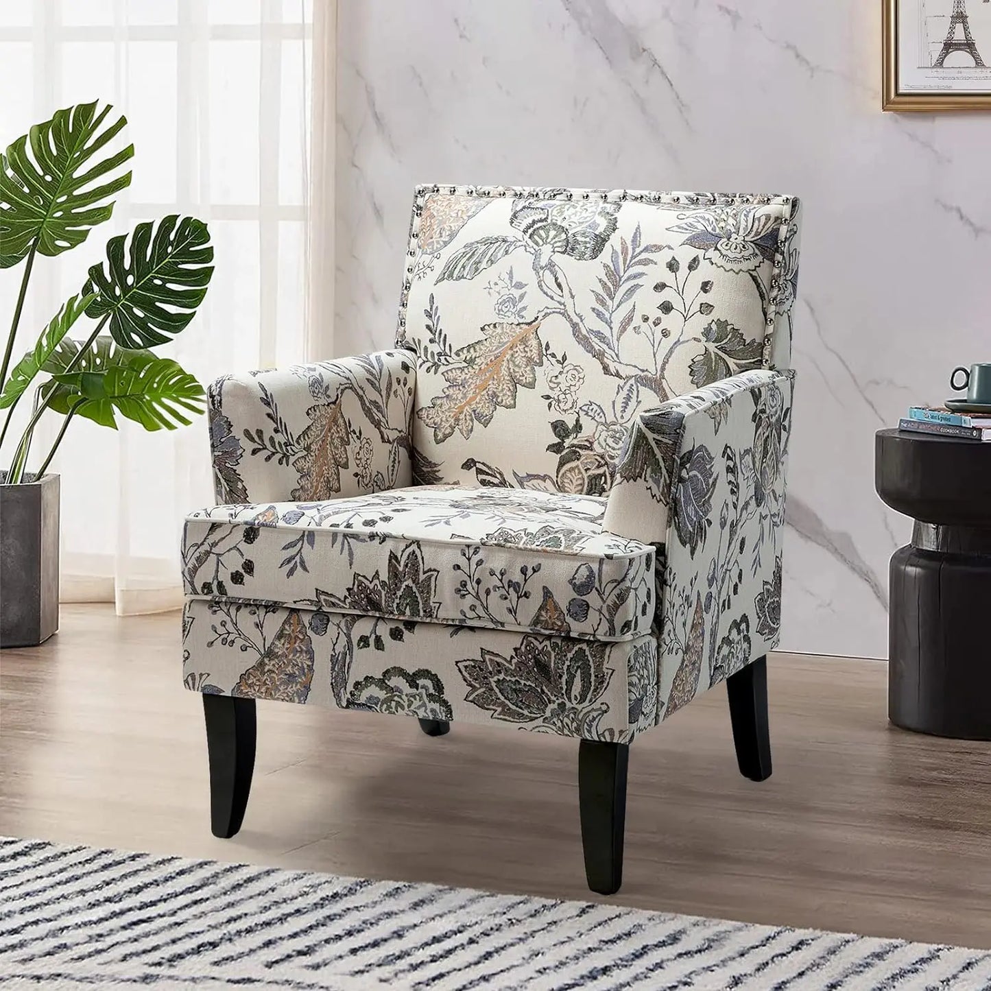 Accent Chair with Arms and Wooden Legs