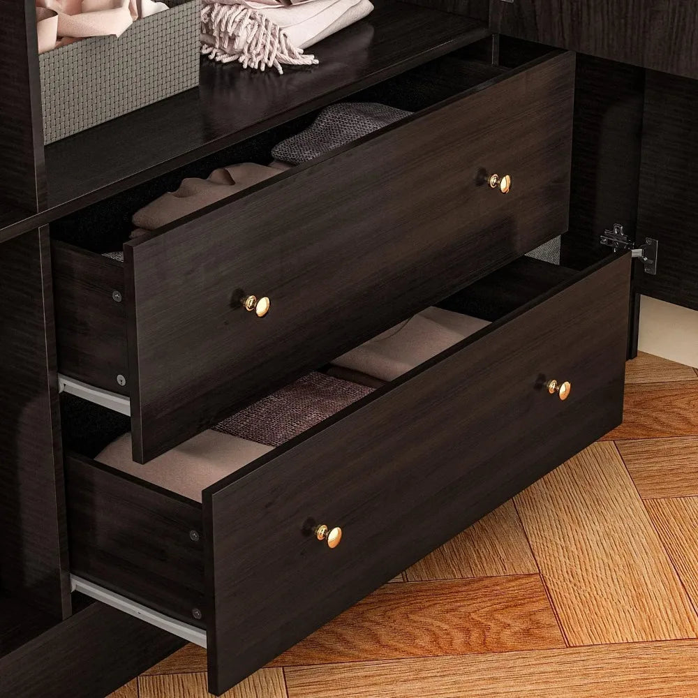 Large Freestanding Armoire Closet with 2 Drawers