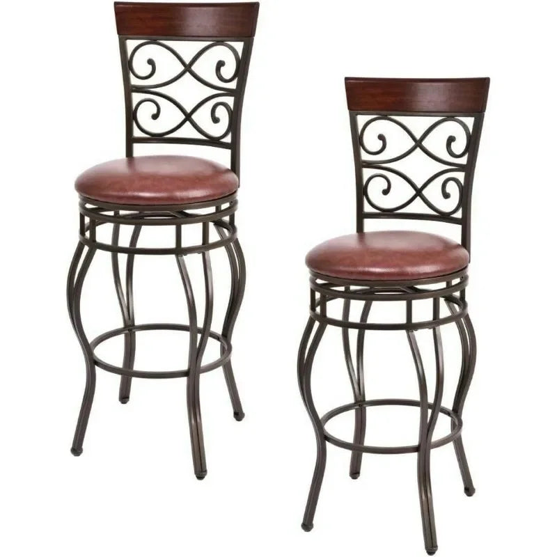 Vintage Bar Stools Set of 2, Swivel, 30" Height