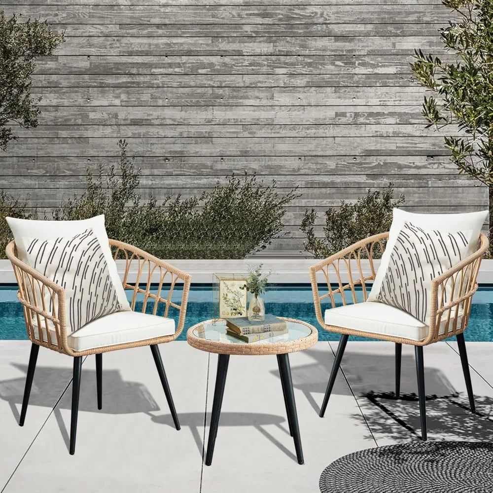 3 Piece Outdoor Wicker Patio Set