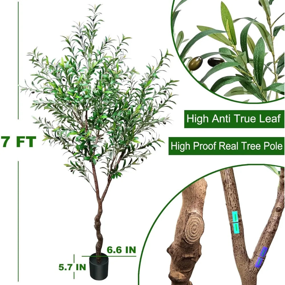 7Ft Faux Olive Tree and Lifelike Fruits