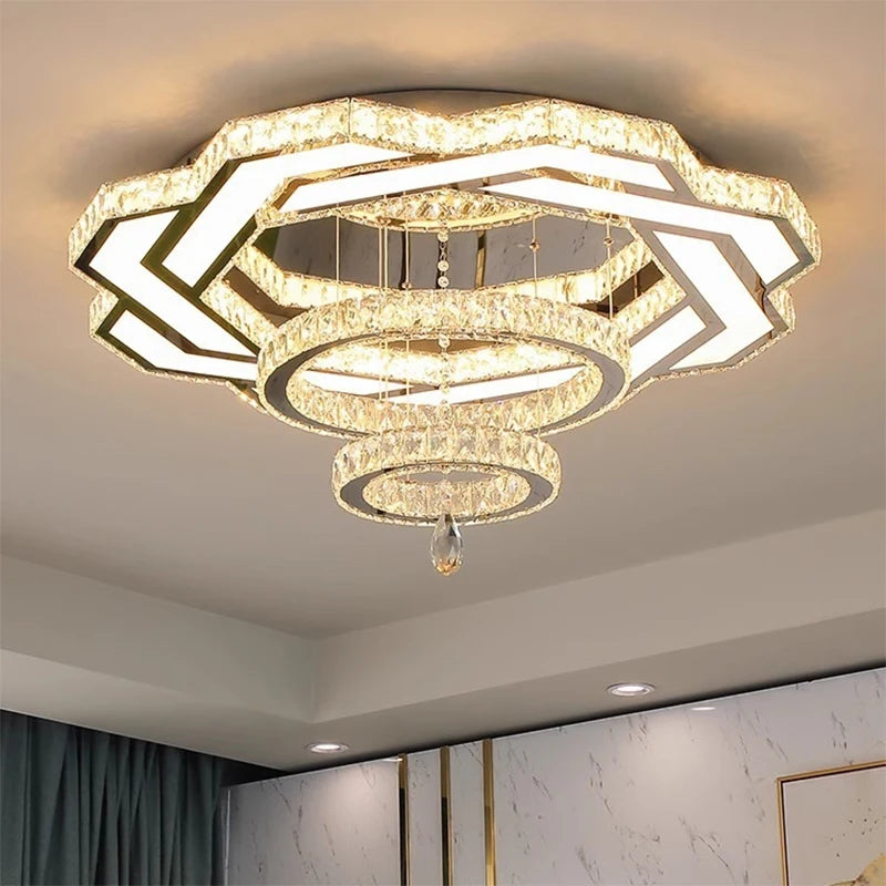 Nordic Minimalist Luxury Crystal Led Ceiling Chandelier