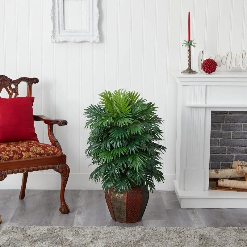Areca Palm Silk Plant with Vase