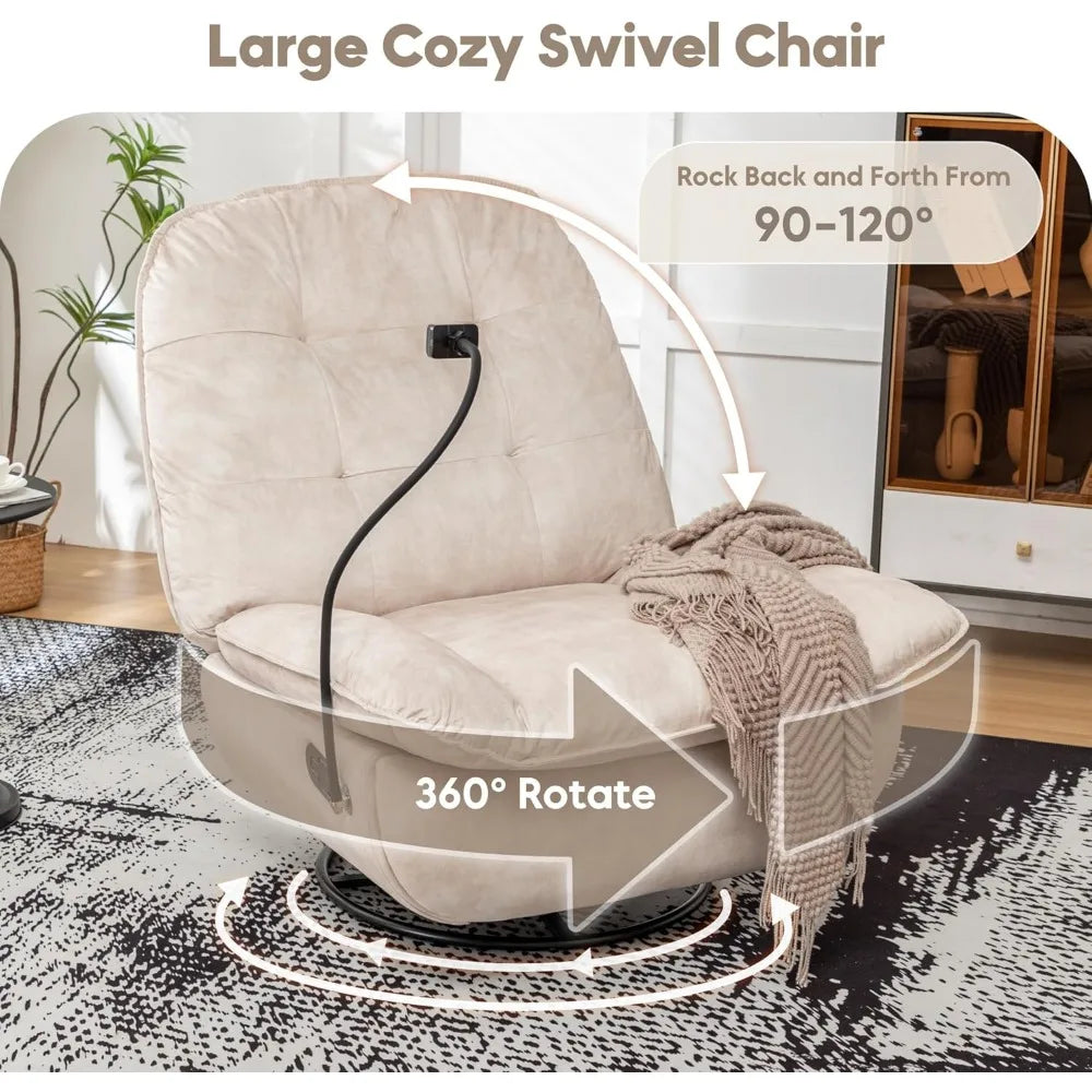 Modern Oversized Swivel Chair with Phone Stand
