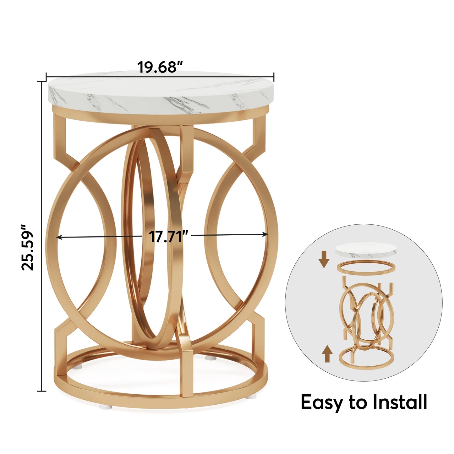 Modern End Table with Thick Wood Top
