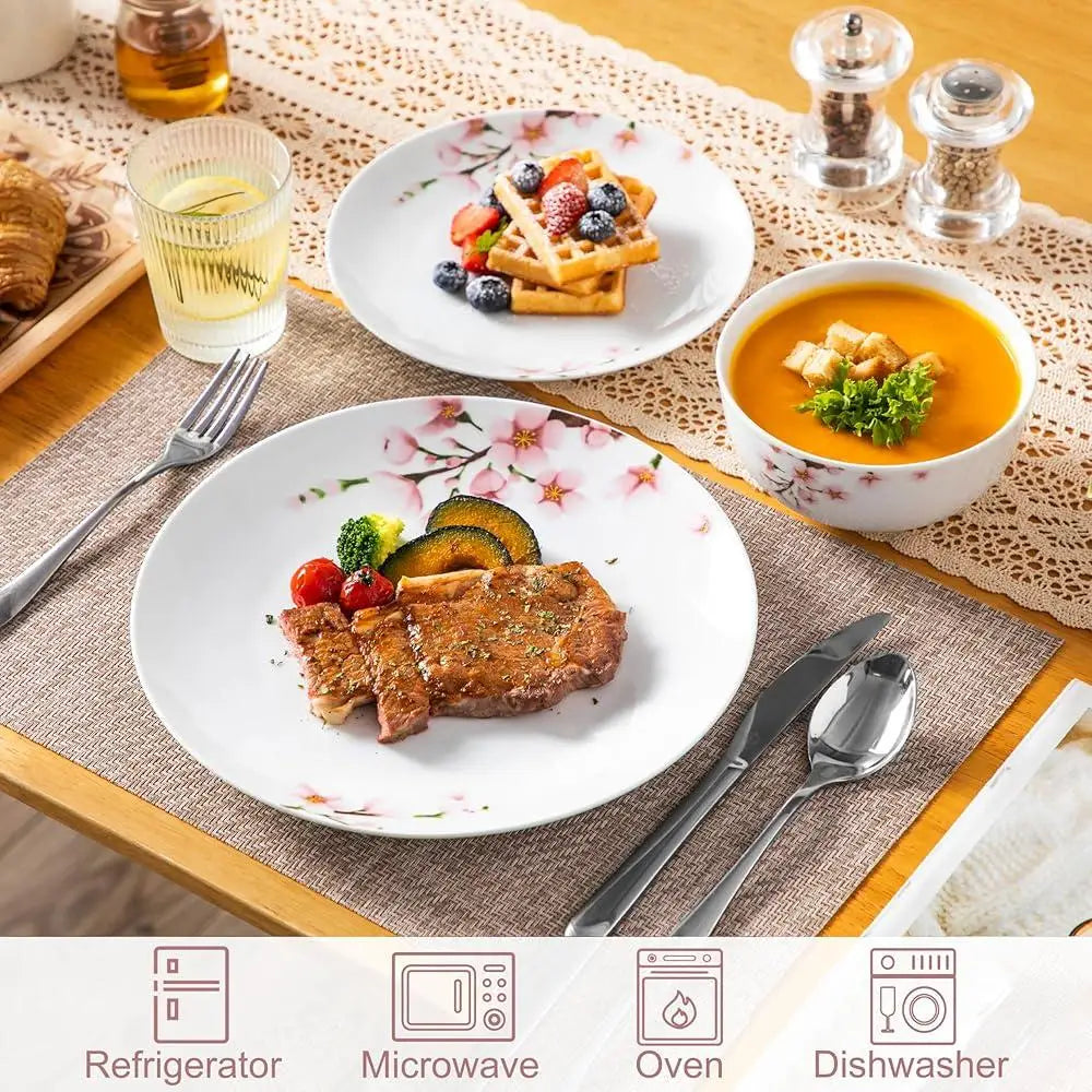 12 Piece Porcelain Dinnerware Set Floral Pattern