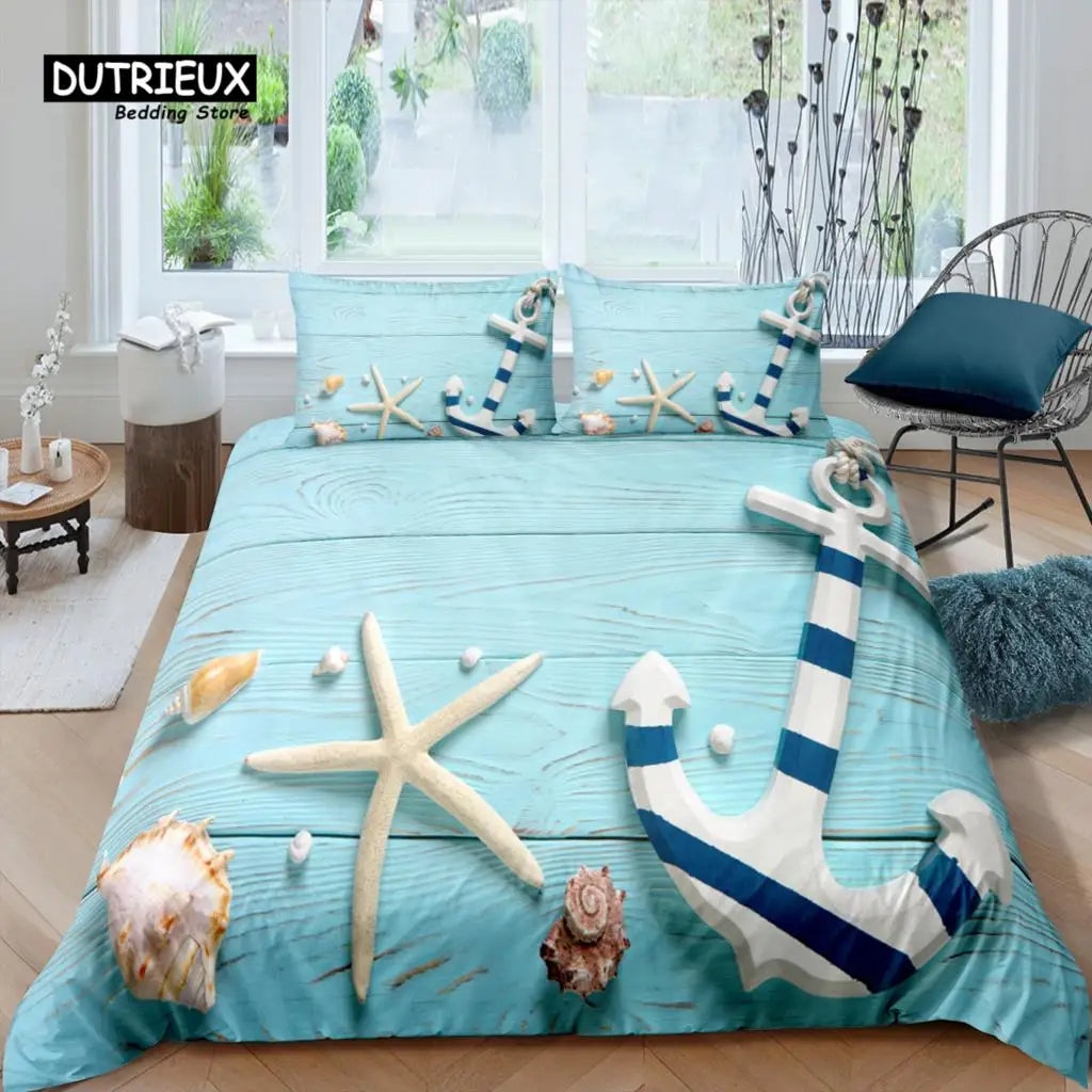 3D Starfish Anchor Duvet & Pillowcase Set