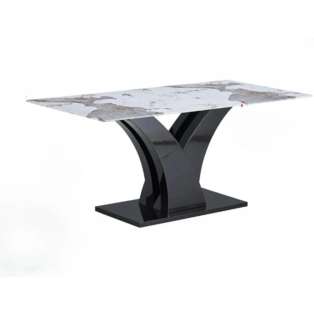 Glass dining table with 4 leather chairs