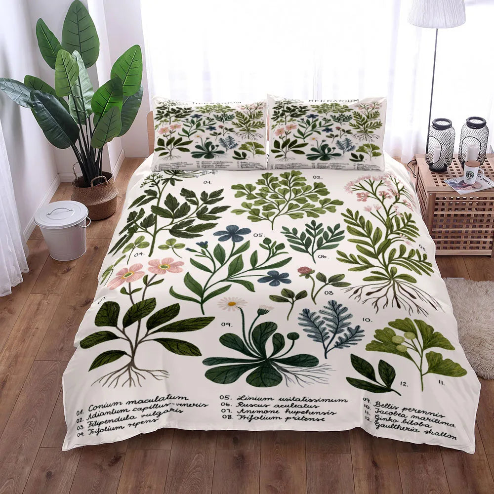 Botanical Herbarium Duvet Cover Pillowcase Set