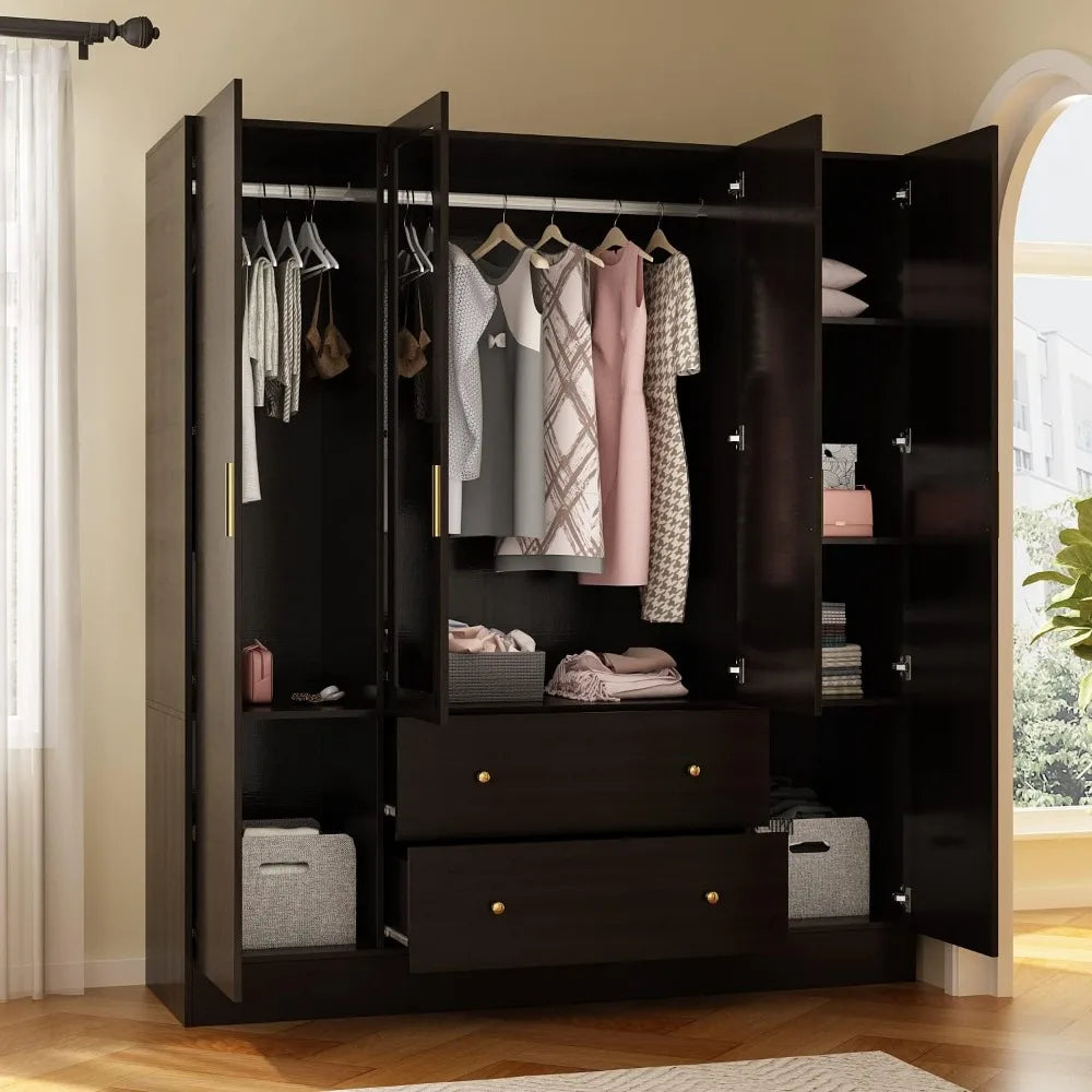 Large Freestanding Armoire Closet with 2 Drawers