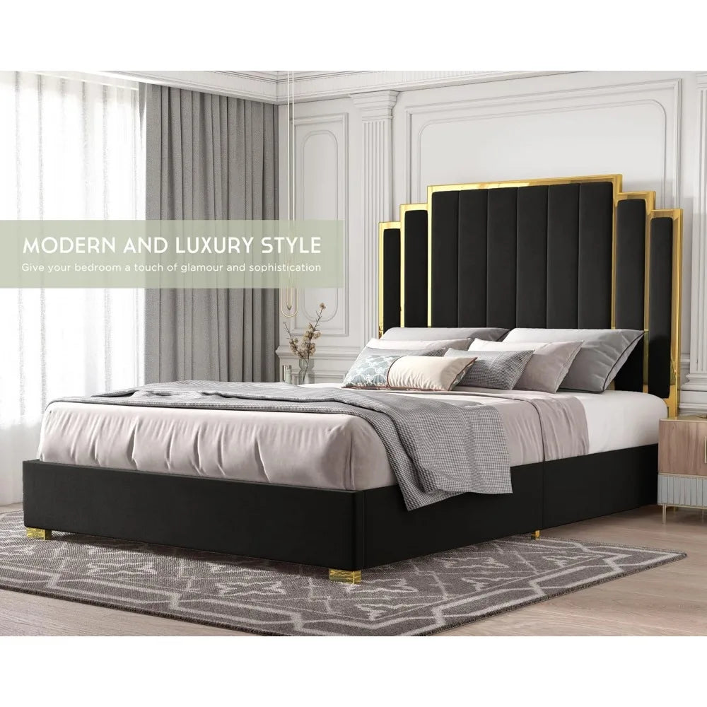 Modern Queen Size Platform Bed and Headboard
