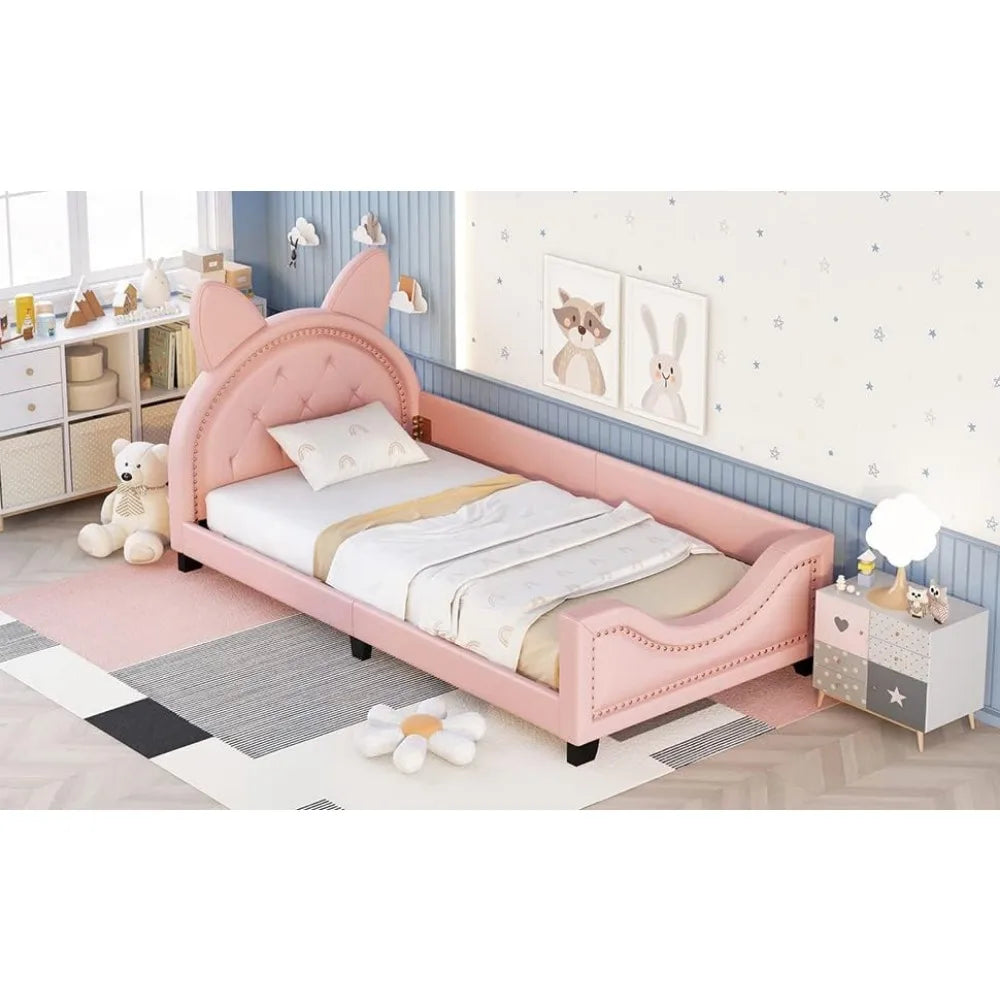 Twin Size Bed Frame, with House-Shaped Headboard